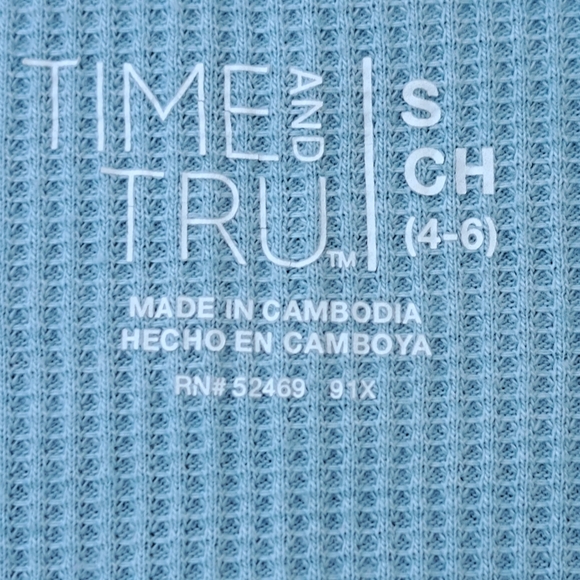 Time And Tru Light Blue Waffle Knit Henley Long Sleeve Tee Host Pick - Picture 6 of 13